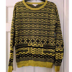 forever 21 lime green and black geometric pattern sweater S